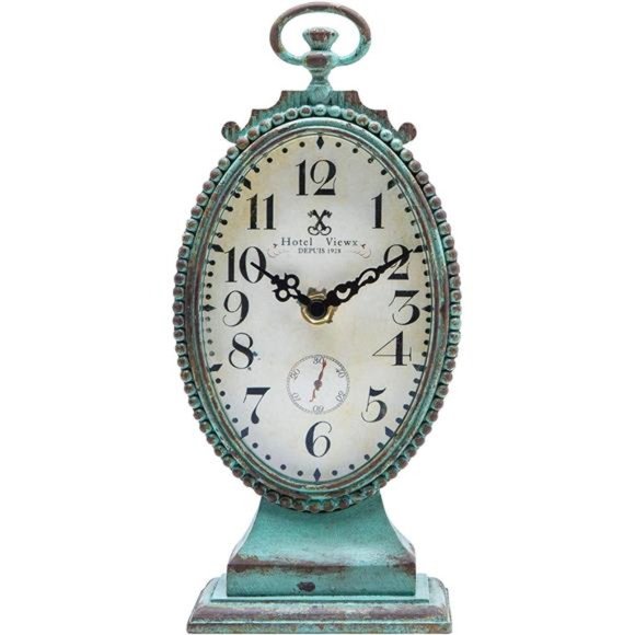 Vintage Table Clock - Battery Operated Rustic Distressed Style - Shabby Chic - Picture 1 of 5